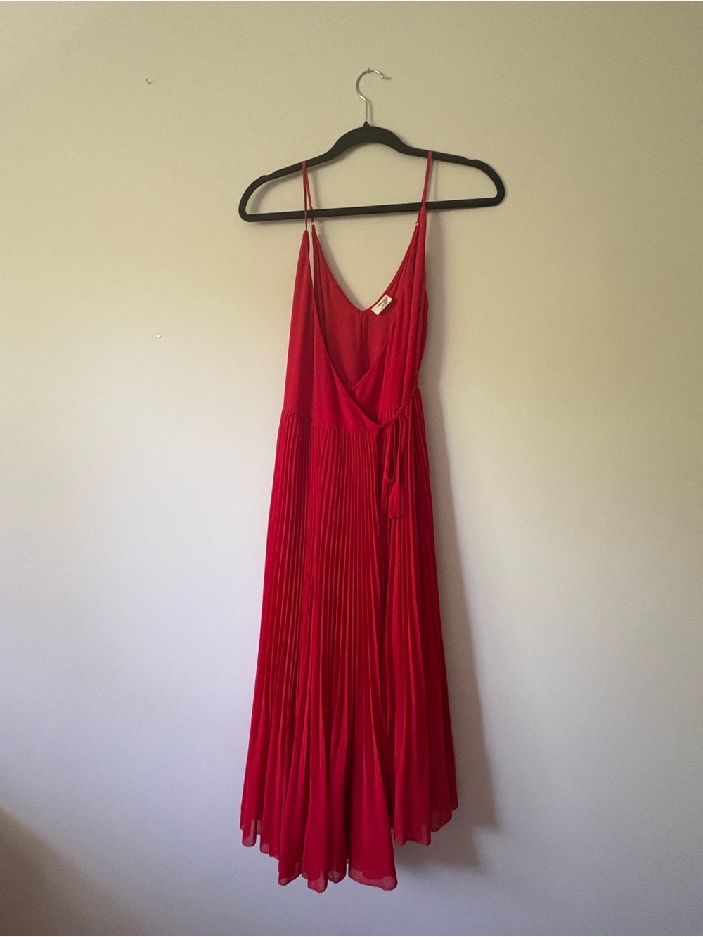 Aritzia Wilfred Beaune Pleated Wrap Midi Dress Red XS - Picture 6 of 12